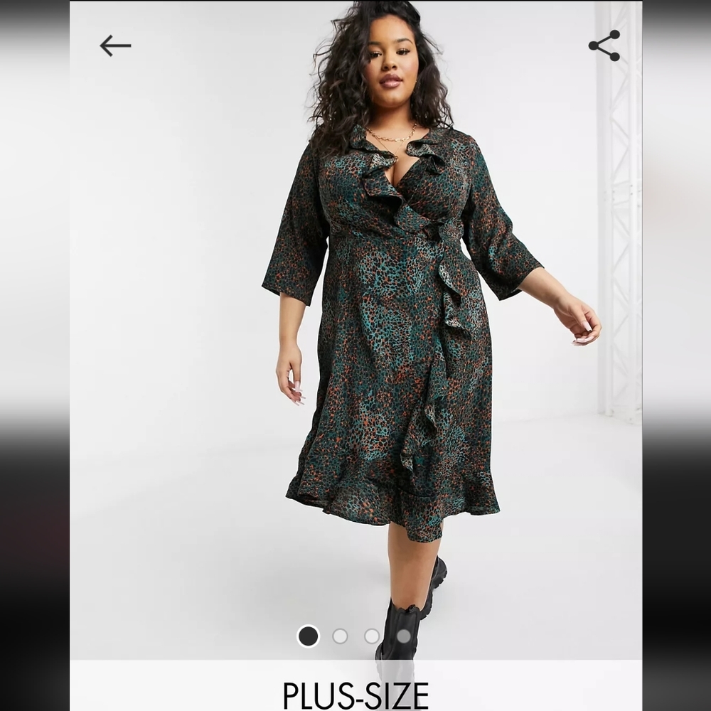 ASOS | Satin Wrap Dress with Ruffles, Sz. 20